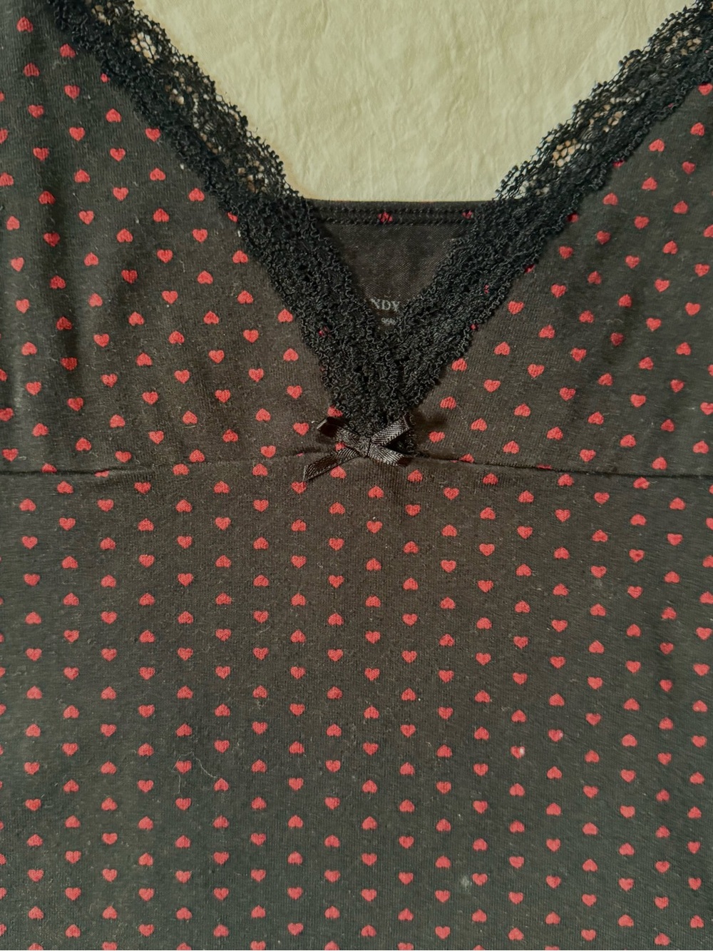 Brandy Melville Black Lace Cami with Tiny Red Hearts - Picture 3 of 3